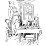 Illustrazione vettoriale della cena di famiglia in rovina